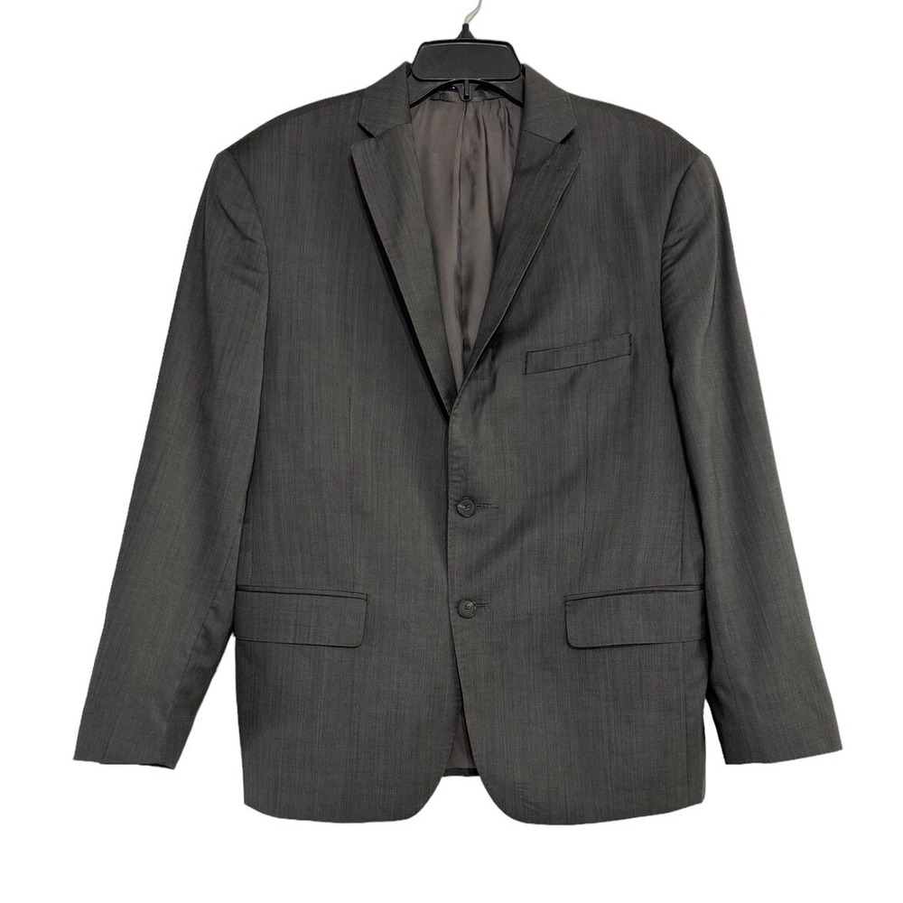DKNY Men's Dark Charcoal 2 Button Suit Blazer Jacket Sport Coat Wool Reda Size ?